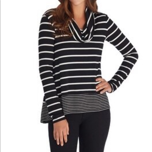 White House Black Market Tops - White House Black Market Double Striped Cowl Neck Top Sz Small
